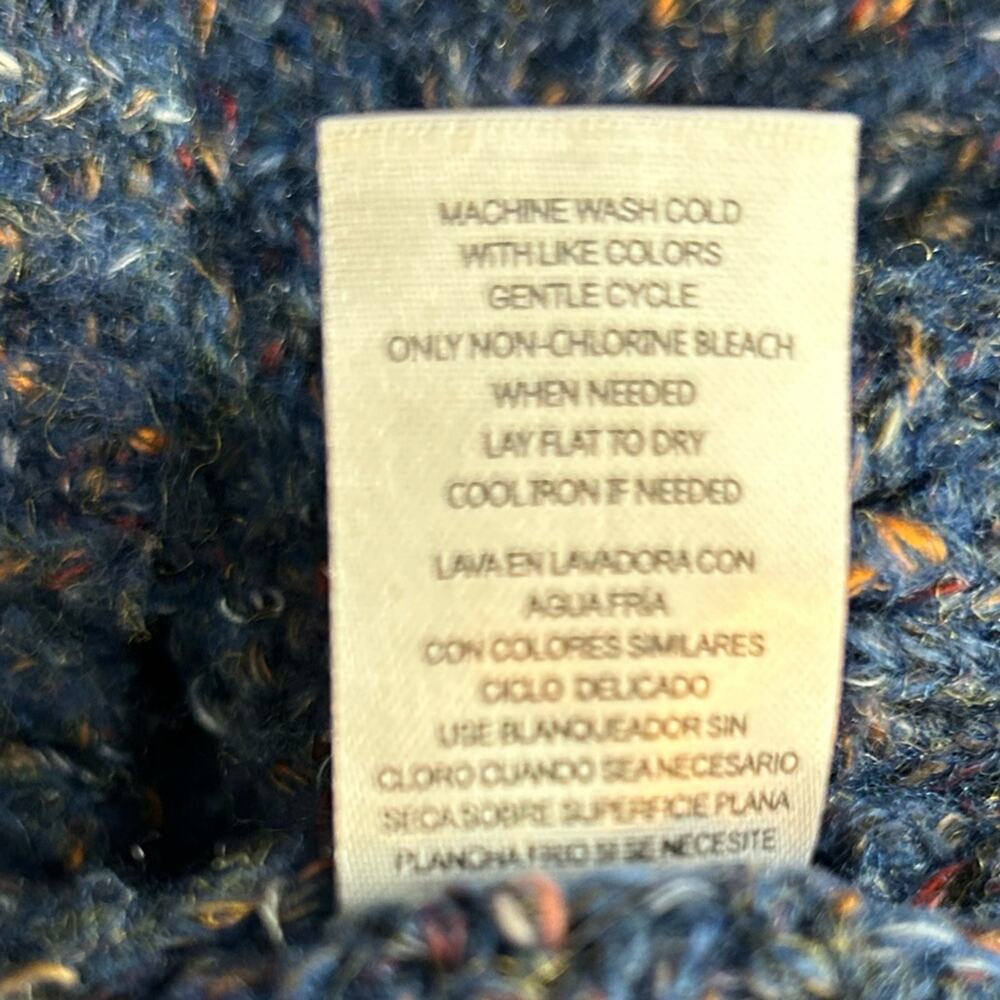 Cable Knit Tunic Sweater Blue Confetti Flecked V Neck Cozy XXL - Picture 11 of 12